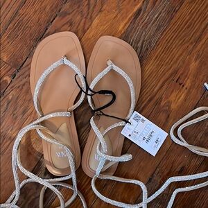 Zara lace up sequin sandals. NWT!
